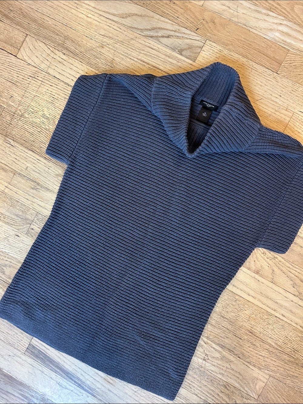 Ann Taylor Ribbed Fold-Over Turtleneck Sweater - Gray - Picture 4 of 7